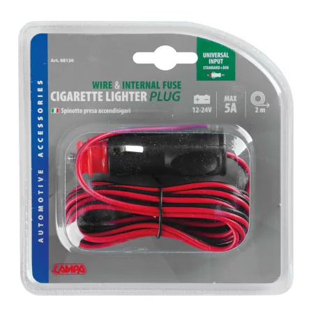 Szivargyújtó dugó 5A 2in1 200cm kábellel (LAMPA)