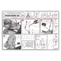  Plexi-szélvédő TARTÓ Piaggio Beverly Tourer 125-250-300-400 (08-10) / Piaggio Beverly 500 (03-07) GIVI