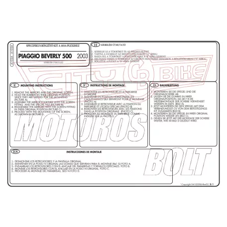 Plexi-szélvédő TARTÓ Piaggio Beverly Tourer 125-250-300-400 (08-10) / Piaggio Beverly 500 (03-07) GIVI