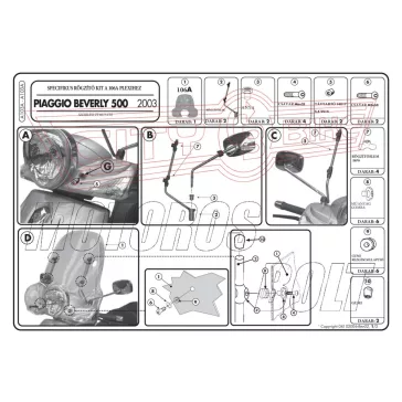   Plexi-szélvédő TARTÓ Piaggio Beverly Tourer 125-250-300-400 (08-10) / Piaggio Beverly 500 (03-07) GIVI