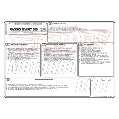 Plexi-szélvédő TARTÓ Piaggio Beverly Tourer 125-250-300-400 (08-10) / Piaggio Beverly 500 (03-07) GIVI