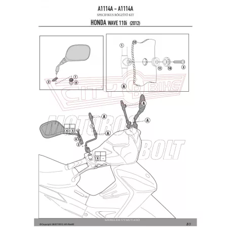 Plexi-szélvédő TARTÓ Honda Wave 110I (12-14) GIVI
