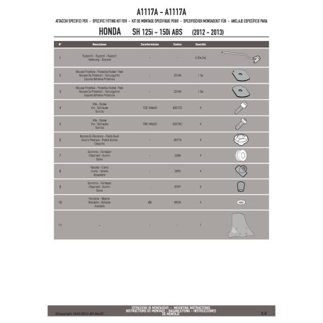 Plexi-szélvédő TARTÓ Honda SH 125I-150I ABS (12-16) GIVI