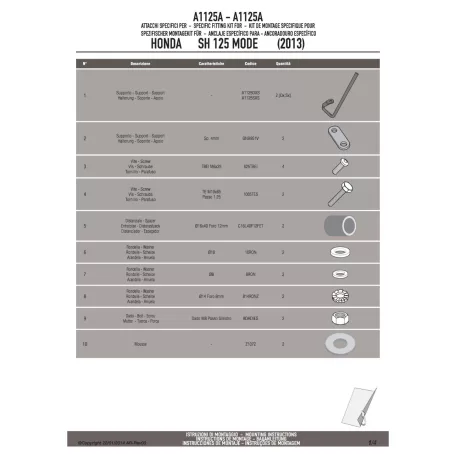 Plexi-szélvédő TARTÓ HONDA SH MODE 125 (13-20) GIVI