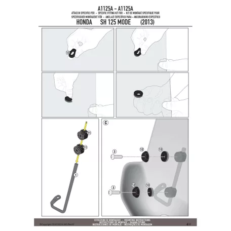 Plexi-szélvédő TARTÓ HONDA SH MODE 125 (13-20) GIVI