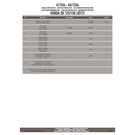 Plexi-szélvédő TARTÓ Honda SH 125I-150I (2017-2019) GIVI