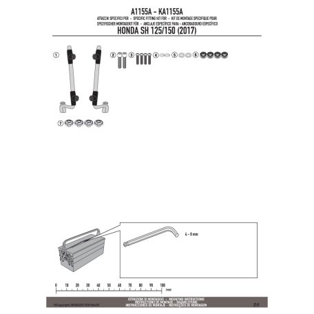 Plexi-szélvédő TARTÓ Honda SH 125I-150I (2017-2019) GIVI