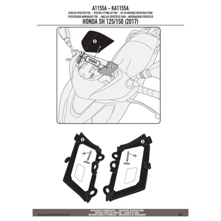 Plexi-szélvédő TARTÓ Honda SH 125I-150I (2017-2019) GIVI