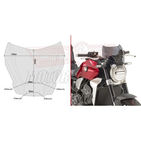 Plexi-szélvédő Honda CB 1000 R (2018-2019) GIVI