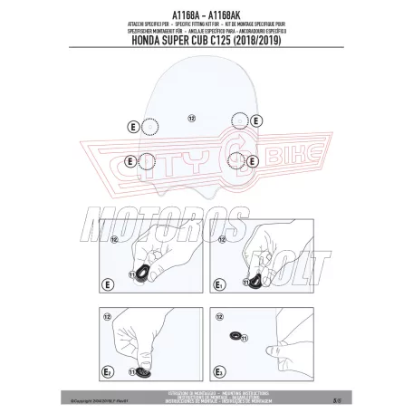 Plexi-szélvédő TARTÓ Honda Super Cub C125 (2018-2024) GIVI