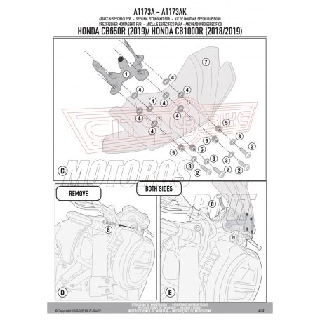 Plexi-szélvédő TARTÓ Honda CB 650 R (2019-2020) / Hona CB 650 R (2021-2023) / Honda CB 1000 R (2018-2020) GIVI