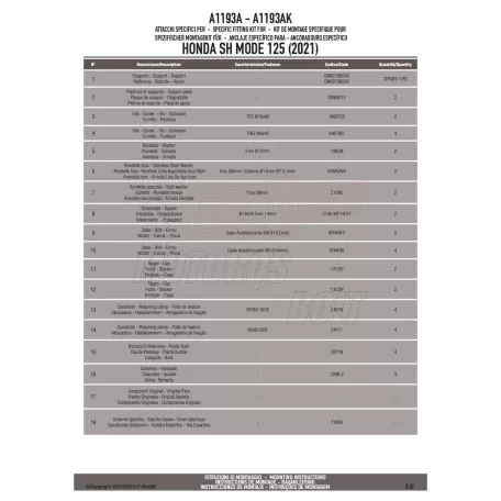 Plexi-szélvédő TARTÓ HONDA SH MODE (21-24) GIVI