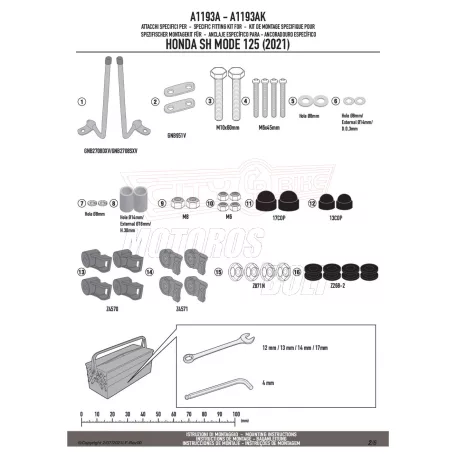 Plexi-szélvédő TARTÓ HONDA SH MODE (21-24) GIVI