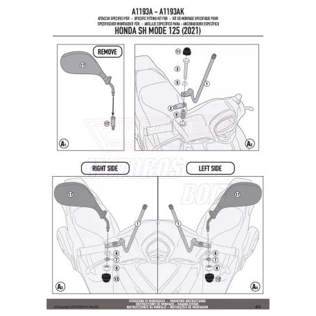 Plexi-szélvédő TARTÓ HONDA SH MODE (21-24) GIVI
