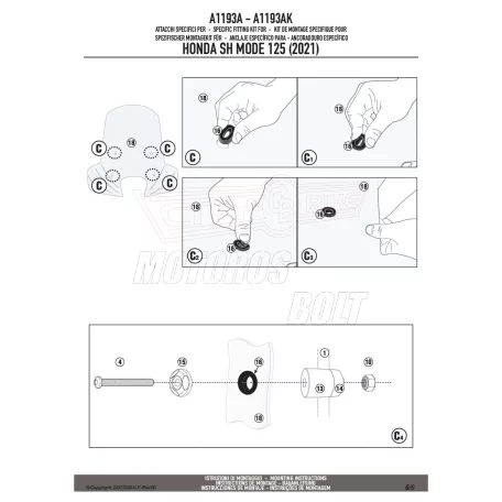 Plexi-szélvédő TARTÓ HONDA SH MODE (21-24) GIVI