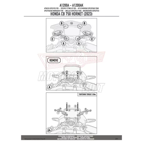 Plexi-szélvédő TARTÓ Honda CB 750 Hornet (2023-2024) GIVI