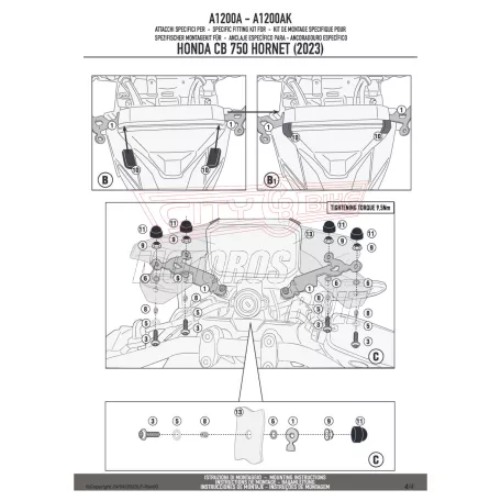 Plexi-szélvédő TARTÓ Honda CB 750 Hornet (2023-2024) GIVI