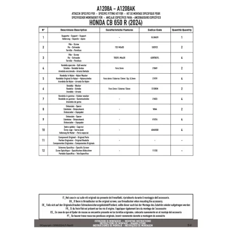 Rögzítő készlet GIVI szélvédőhöz (HONDA CB 650 R 2024-2025)