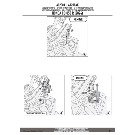 Rögzítő készlet GIVI szélvédőhöz (HONDA CB 650 R 2024-2025)