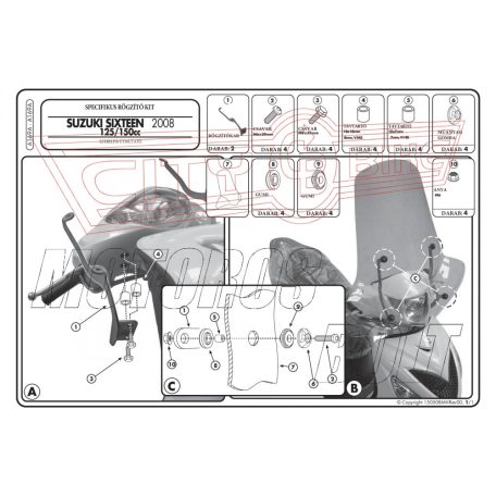 Plexi-szélvédő TARTÓ Suzuki Sixten 125-150 (08-16) GIVI