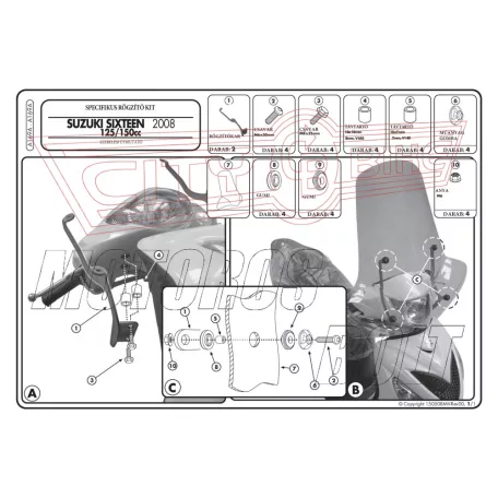 Plexi-szélvédő TARTÓ Honda SH 125-150 (01-04) GIVI