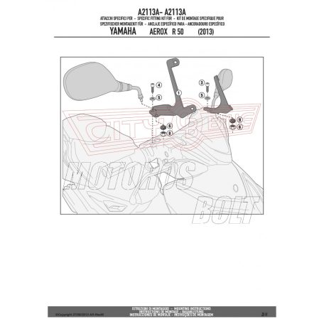 Plexi-szélvédő TARTÓ MBK Nitro (2013-2017) / Yamaha Aerox R 50 (2013-2018) GIVI