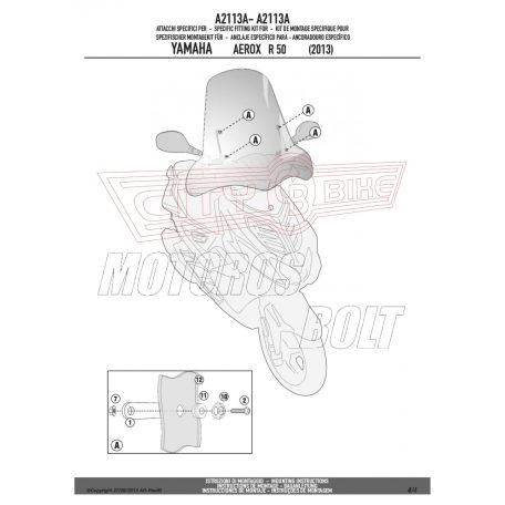 Plexi-szélvédő TARTÓ MBK Nitro (2013-2017) / Yamaha Aerox R 50 (2013-2018) GIVI