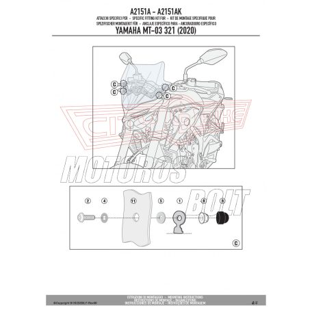 Plexi-szélvédő TARTÓ Yamaha MT-03 (2020-2024) GIVI