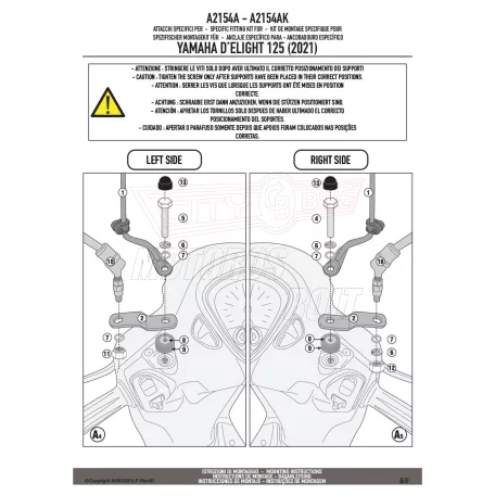 Plexi-szélvédő TARTÓ Yamaha D'ELIGHT 125 (21-24) GIVI