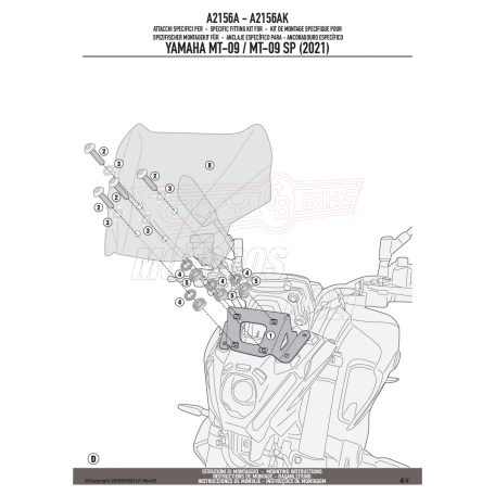 Plexi-szélvédő TARTÓ YAMAHA MT-09/MT-09 SP (21-23) GIVI