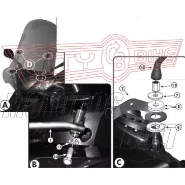   Plexi-szélvédő TARTÓ MBK Flame X 125 (07-12) / Yamaha Cignus X 125 (07-15) GIVI