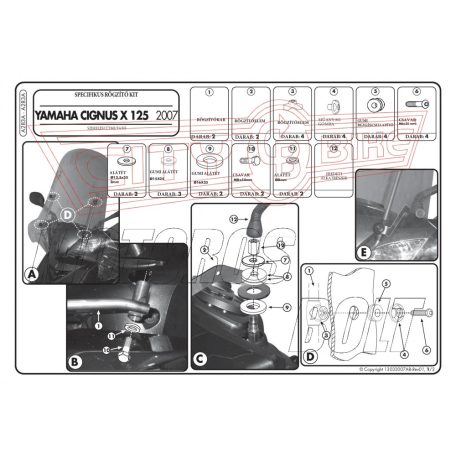 Plexi-szélvédő TARTÓ MBK Flame X 125 (07-12) / Yamaha Cignus X 125 (07-15) GIVI