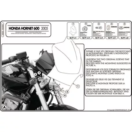 Plexi-szélvédő Honda Hornet 600 (05-06) GIVI