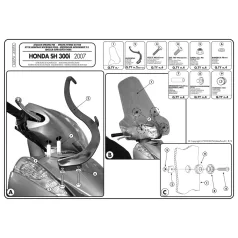 Plexi-szélvédő TARTÓ Honda SH 300I (07-10) GIVI