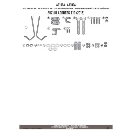 Plexi-szélvédő TARTÓ Suzuki Address 110 (2015-2018) GIVI