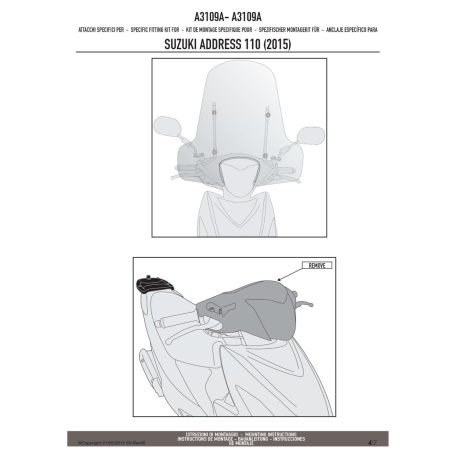 Plexi-szélvédő TARTÓ Suzuki Address 110 (2015-2018) GIVI