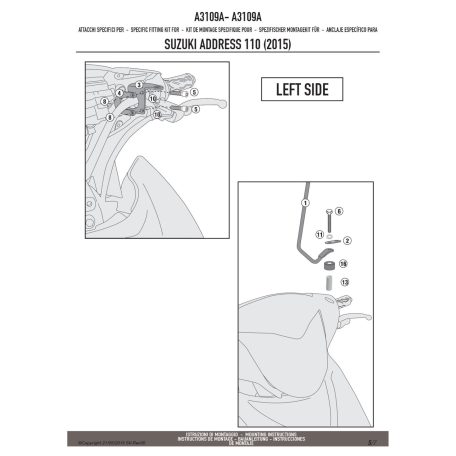Plexi-szélvédő TARTÓ Suzuki Address 110 (2015-2018) GIVI