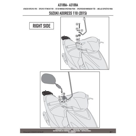 Plexi-szélvédő TARTÓ Suzuki Address 110 (2015-2018) GIVI