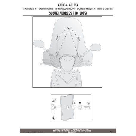 Plexi-szélvédő TARTÓ Suzuki Address 110 (2015-2018) GIVI