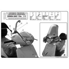 Plexi-szélvédő TARTÓ Honda Lead 110 (08-14) GIVI