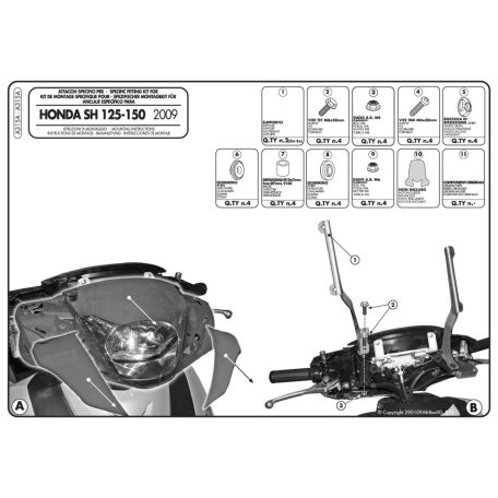 Plexi-szélvédő TARTÓ Honda SH 125I-150I (09-12) GIVI