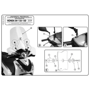 Plexi-szélvédő TARTÓ Honda SH 125I-150I (09-12) GIVI