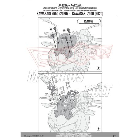 Plexi-szélvédő TARTÓ Kawasaki Z650/Z 900 (2020-2024) GIVI