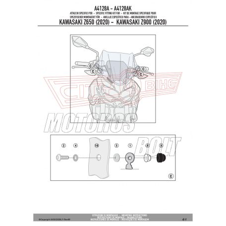 Plexi-szélvédő TARTÓ Kawasaki Z650/Z 900 (2020-2024) GIVI