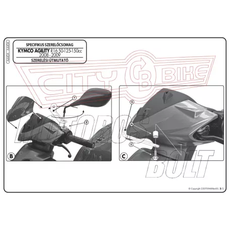 Plexi-szélvédő TARTÓ Kymco Agility 50-125-150-200 R16 (08-13) GIVI
