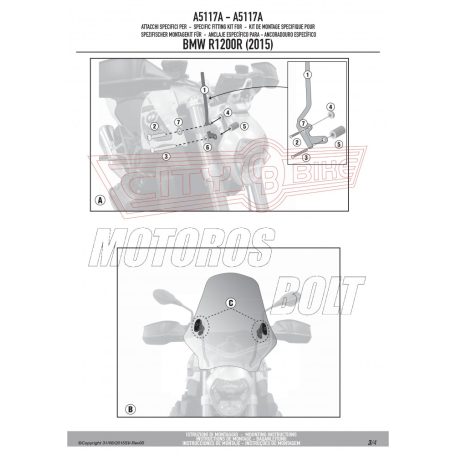 Plexi-szélvédő TARTÓ BMW R 1200 R (2015-2018) GIVI