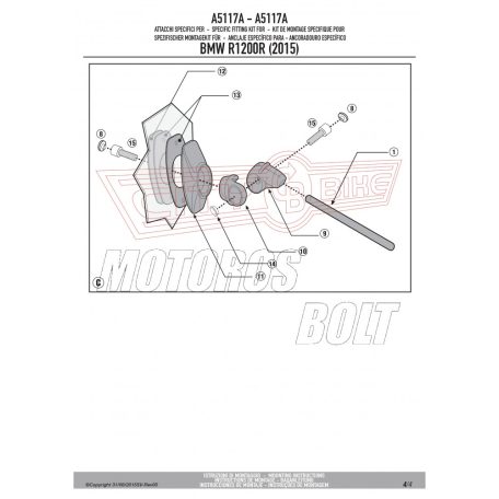 Plexi-szélvédő TARTÓ BMW R 1200 R (2015-2018) GIVI