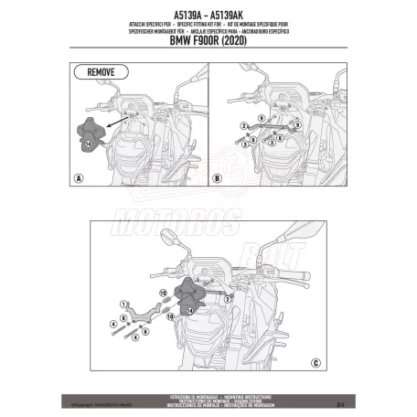 Plexi-szélvédő TARTÓ BMW F 900 R (20-24) GIVI
