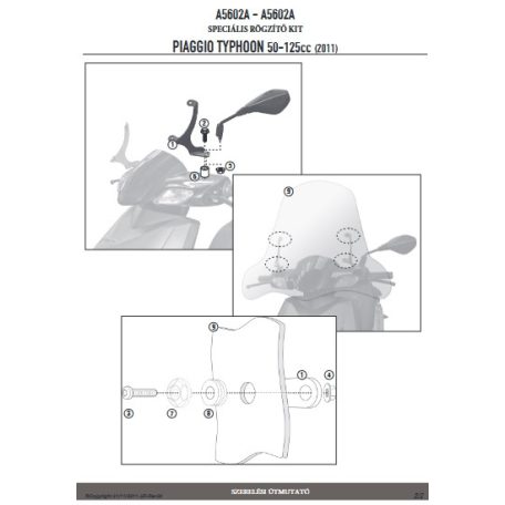Plexi-szélvédő TARTÓ Aprilia SR MOTARD 2T E4 18-, 4T 4V 13- / Piaggio Typhoon 50-125 (11-17) GIVI