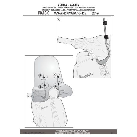 Plexi-szélvédő TARTÓ PIAGGIO VESPA PRIMAVERA 50-125-150 (14-24)